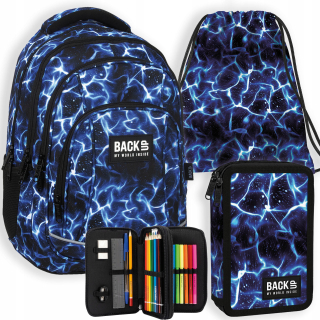 ZÁLOŽNÝ ŠKOLSKÝ BATOH PRE MLÁDEŽ, 4 priehradky, VODA NAVY BLUE SKY
